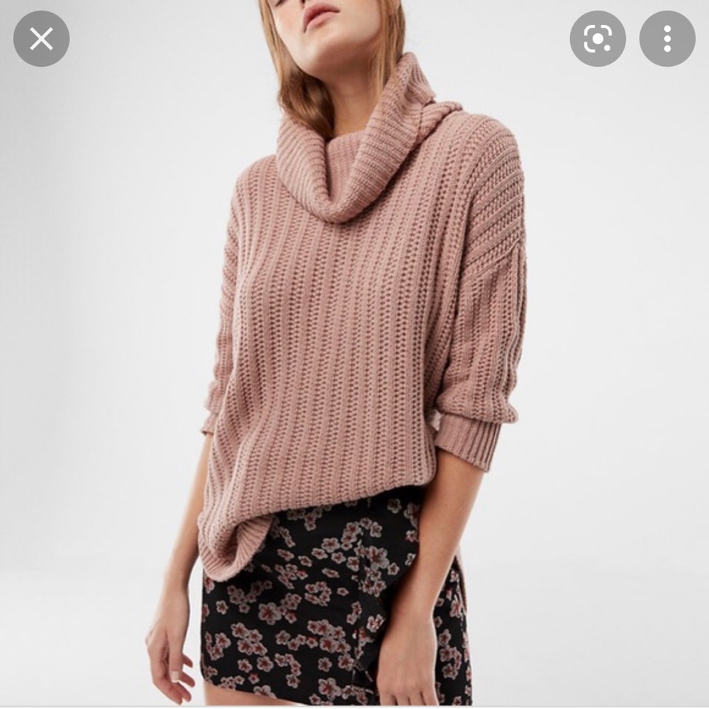 Express Army Green Cowl Neck Sweater